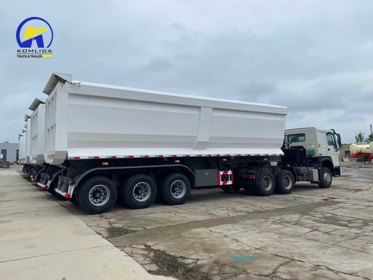 Sinotruk Bianco rimorchio a tre assi a forma di U con rimorchio a capovolgimento con sistema di frenatura Wabco