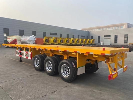 12500*2500*1650mm 40 conteggiere a tre assi con porta-container a letto piatto semirimorchio auto-dumping utilizzato