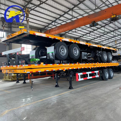 50T capacità di carico semirimorchio per 20/40/45/48 FT contenitore di trasporto standard letto piatto