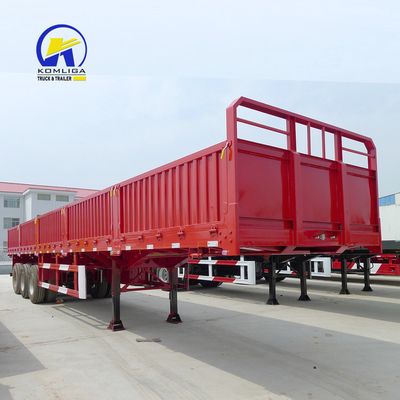 40T 60T Flatbed Cargo Trailer Semi-trailer a parete laterale con base ruota 7000-8000mm