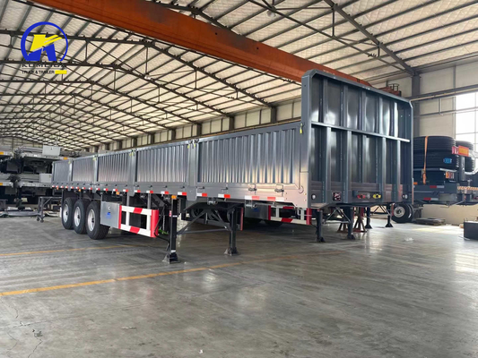 Semi-remolchio per il trasporto di container da 20 ft a 40 ft con parete laterale e pneumatici 315/80r22.5.12r22.5