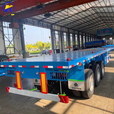 Buone condizioni 3 assi 40FT 48FT rimorchio piatto con e Jost due velocità supporto gamba