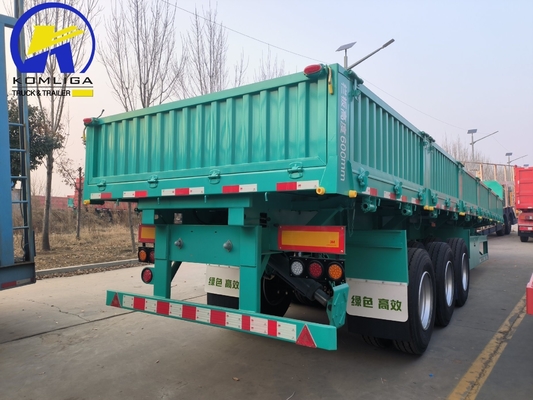 Semi-remolchio per il trasporto merci a parete laterale di 600 mm a tre assi Verdant colore verde per le esigenze dei clienti