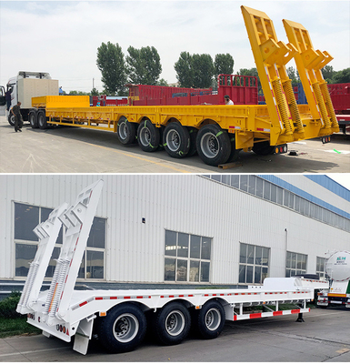 Sinotruk HOWO 3assi 60t Semi-Lowbed Trailer con Rampa 7000-8000mm Base delle Ruote Flatbed