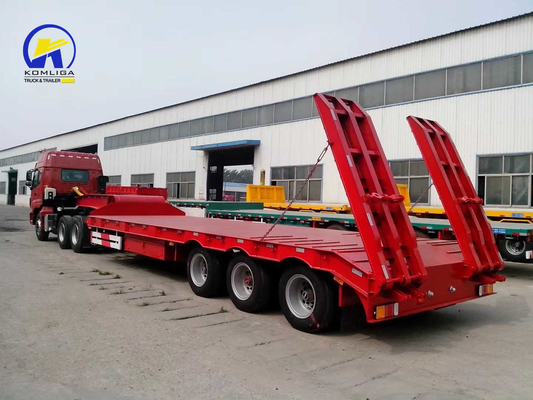 Sinotruk HOWO 3assi 60t Semi-Lowbed Trailer con Rampa 7000-8000mm Base delle Ruote Flatbed