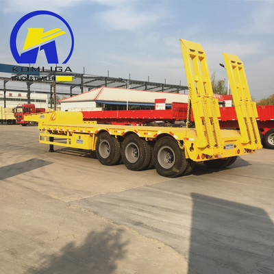 Sospensione meccanica 40FT 3 assi semirimorchio a terra piatta/basso per container/macchina