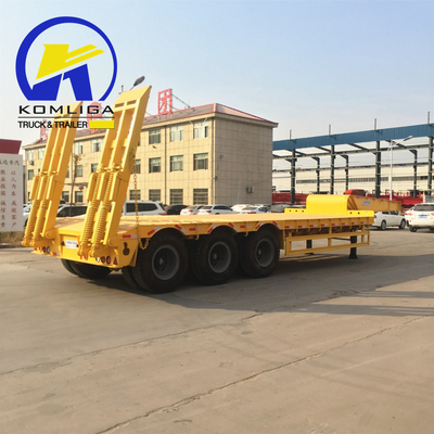 Sospensione meccanica 40FT 3 assi semirimorchio a terra piatta/basso per container/macchina