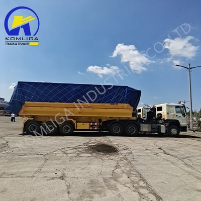Scalina di acciaio 1820mm U forma posteriore camion idraulico di scarico di rifiuti di tipping semirimorchio 35cbm 3 assi