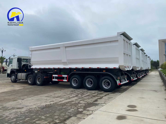 Sinotruk Bianco rimorchio a tre assi a forma di U con rimorchio a capovolgimento con sistema di frenatura Wabco