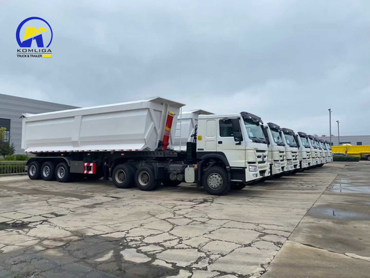 Sinotruk Bianco rimorchio a tre assi a forma di U con rimorchio a capovolgimento con sistema di frenatura Wabco