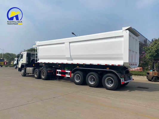 Sinotruk Bianco rimorchio a tre assi a forma di U con rimorchio a capovolgimento con sistema di frenatura Wabco