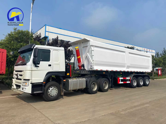 Sinotruk Bianco rimorchio a tre assi a forma di U con rimorchio a capovolgimento con sistema di frenatura Wabco